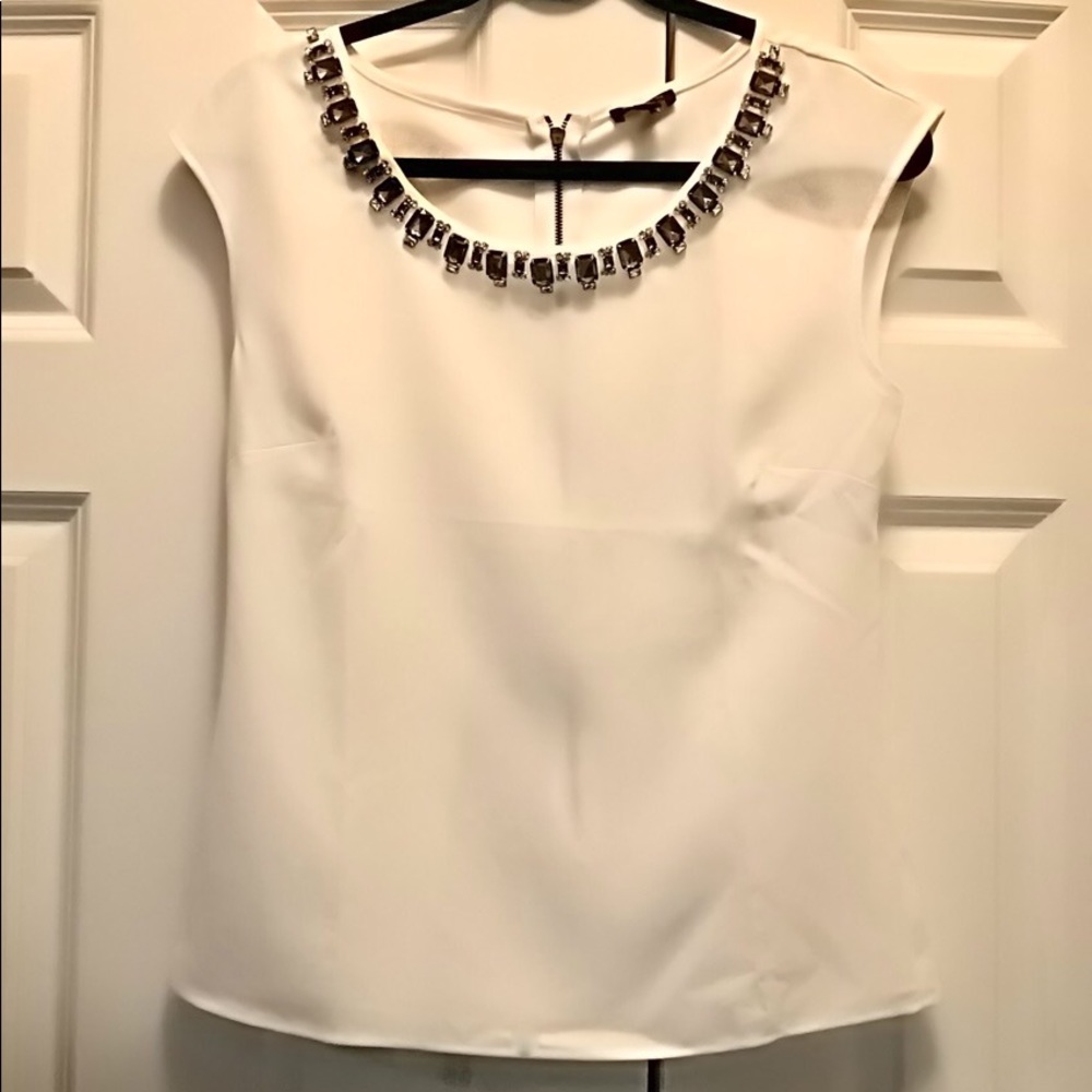 White Blouse with beaded neckline